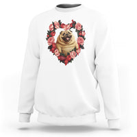 Valentine's Day Sweatshirt My Valentine Is Pug Cute Pet Dog Rose Heart Shape - Wonder Print Shop