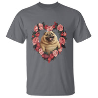Valentine's Day T Shirt My Valentine Is Pug Cute Pet Dog Rose Heart Shape - Wonder Print Shop