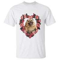 Valentine's Day T Shirt My Valentine Is Pug Cute Pet Dog Rose Heart Shape - Wonder Print Shop