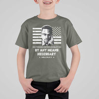 Malcolm X T Shirt For Kid By Any Means Necessary American Flag
