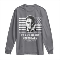 Malcolm X Long Sleeve Shirt By Any Means Necessary American Flag
