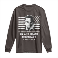 Malcolm X Long Sleeve Shirt By Any Means Necessary American Flag