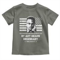 Malcolm X Toddler T Shirt By Any Means Necessary American Flag
