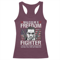 Malcolm X Racerback Tank Top A Man Who Stands For Nothing Will Fall For Anything