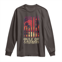 Gulf Of America Est 2025 Long Sleeve Shirt Sunset American Flag Gulf Mexico