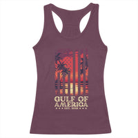 Gulf Of America Est 2025 Racerback Tank Top Sunset American Flag Gulf Mexico