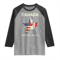 Canada The 51st State Raglan Shirt Maple Canadian American Flag