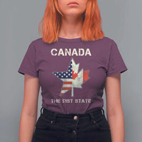 Canada The 51st State T Shirt For Women Maple Canadian American Flag