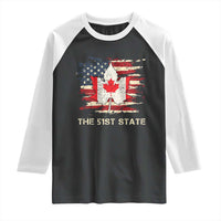 Canada The 51st State Raglan Shirt Canadian Maple American Flag