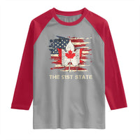 Canada The 51st State Raglan Shirt Canadian Maple American Flag