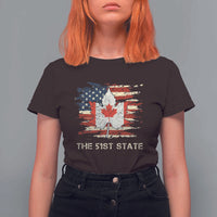 Canada The 51st State T Shirt For Women Canadian Maple American Flag