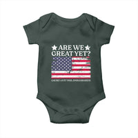 Are We Great Yet Baby Onesie Cause I Just Feel Embarrassed American Flag