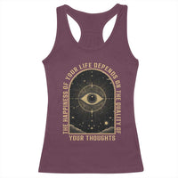 Marcus Aurelius Stoic Philosophy Racerback Tank Top The Happiness Of Your Life Depends On The Quality Of Your Thoughts