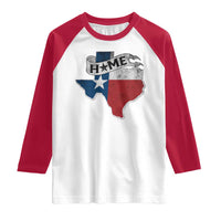 Texas Home State Map Distressed Flag Raglan Shirt