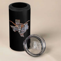 Texas Home 4 in 1 Can Cooler Tumbler Vintage State Map TX Longhorn