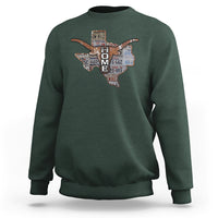 Texas Home Sweatshirt Vintage State Map TX Longhorn - Wonder Print Shop