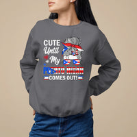 Cute Until My Puerto Rican Comes Out Messy Bun Women Girl Sweatshirt - Wonder Print Shop