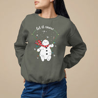 Christmas Sweatshirt Let It Snow Cute Snowman Xmas - Wonder Print Shop