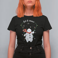 Christmas T Shirt For Women Let It Snow Cute Snowman Xmas - Wonder Print Shop