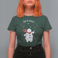 Christmas T Shirt For Women Let It Snow Cute Snowman Xmas - Wonder Print Shop