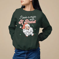 Christmas Sweatshirt I Love A Man With A Beard Santa Xmas - Wonder Print Shop