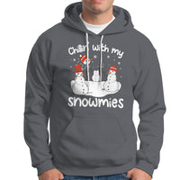 Christmas Hoodie Chillin With My Snowmies Funny Snowman Friendship - Wonder Print Shop
