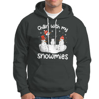 Christmas Hoodie Chillin With My Snowmies Funny Snowman Friendship - Wonder Print Shop