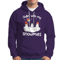 Christmas Hoodie Chillin With My Snowmies Funny Snowman Friendship - Wonder Print Shop