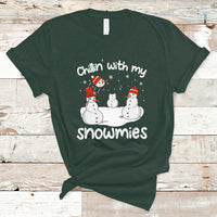 Christmas T Shirt Chillin With My Snowmies Funny Snowman Friendship - Wonder Print Shop