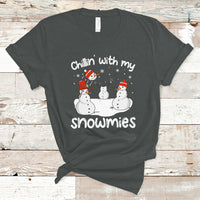 Christmas T Shirt Chillin With My Snowmies Funny Snowman Friendship - Wonder Print Shop