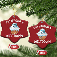 Funny Xmas Christmas Ornament I'm Having A Meltdown Snowman Melting Snow Icecream - Wonder Print Shop