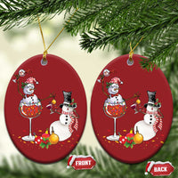 Funny Xmas Drinking Party Christmas Ornament Snowman Cheer Wine - Wonder Print Shop