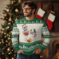 Funny Xmas Drinking Party Ugly Christmas Sweater Snowman Cheer Wine - Wonder Print Shop