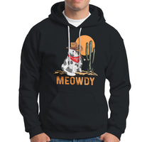 Meowdy Cat Cow Funny Howdy Meme Western Cowboy Hoodie - Wonder Print Shop