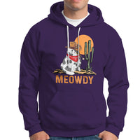 Meowdy Cat Cow Funny Howdy Meme Western Cowboy Hoodie - Wonder Print Shop