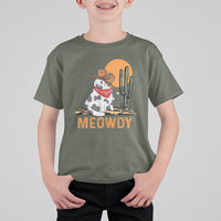 Meowdy Cat Cow Funny Howdy Meme Western Cowboy T Shirt For Kid - Wonder Print Shop