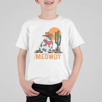 Meowdy Cat Cow Funny Howdy Meme Western Cowboy T Shirt For Kid - Wonder Print Shop