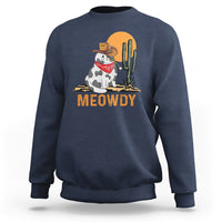 Meowdy Cat Cow Funny Howdy Meme Western Cowboy Sweatshirt - Wonder Print Shop