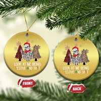 Funny Xmas Christmas Ornament Skeleton Look At Me Being Festival And Shit - Wonder Print Shop