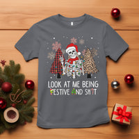 Christmas T Shirt Skeleton Look At Me Being Festival And Shit Leopard Xmas Tree - Wonder Print Shop