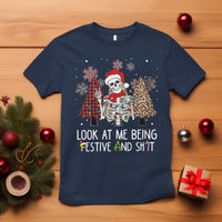 Christmas T Shirt Skeleton Look At Me Being Festival And Shit Leopard Xmas Tree - Wonder Print Shop