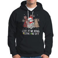 Christmas Hoodie Skeleton Look At Me Being Festival And Shit Leopard Xmas Tree - Wonder Print Shop