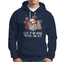 Christmas Hoodie Skeleton Look At Me Being Festival And Shit Leopard Xmas Tree - Wonder Print Shop