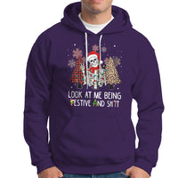Christmas Hoodie Skeleton Look At Me Being Festival And Shit Leopard Xmas Tree - Wonder Print Shop
