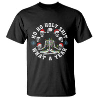 Christmas T Shirt Ho Ho Holy Shit What A Year Funny Skeleton Skull Xmas Hat - Wonder Print Shop