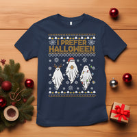 Christmas T Shirt I Prefer Halloween Cute Santa Ghost Boo Skeleton - Wonder Print Shop