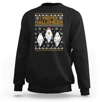 Christmas Sweatshirt I Prefer Halloween Cute Santa Ghost Boo Skeleton - Wonder Print Shop