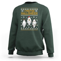 Christmas Sweatshirt I Prefer Halloween Cute Santa Ghost Boo Skeleton - Wonder Print Shop