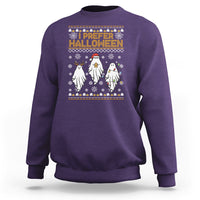 Christmas Sweatshirt I Prefer Halloween Cute Santa Ghost Boo Skeleton - Wonder Print Shop