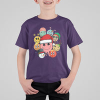Christmas T Shirt For Kid Retro Groovy Xmas Tree Eye Face Reindeer Snowman Efl - Wonder Print Shop